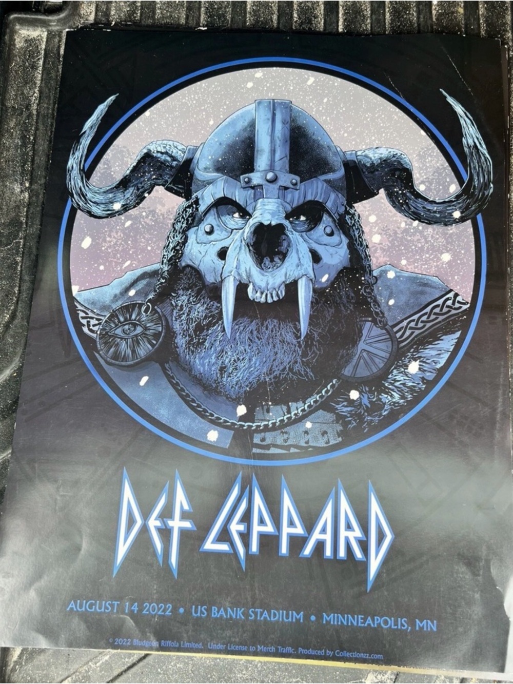 Def Leppard Blue Viking Concert Poster 08/14/2022 Minneapolis Minnesota GUC ❤️